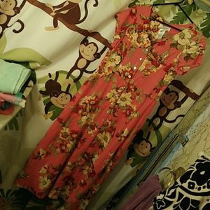 TOTALLY BEAUTIFUL VINTAGE LINEN SUMMER FLORAL MAXI DRESS👗 SZ 10T